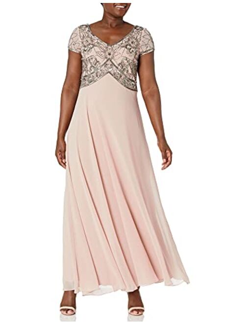 J Kara Women's Cap V-Neck Beaded Dress