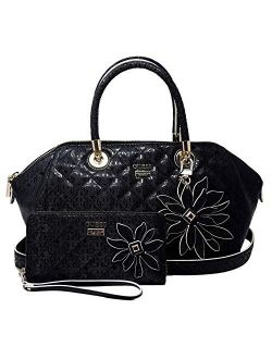 Women's Floral Logo Satchel Bag & Wallet Set