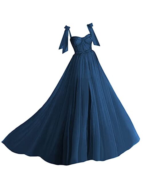 Marsen Puffy Sleeve Prom Dress Long Sweetheart Tulle Ball Gown