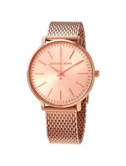 Pyper Quartz Crystal Rose Gold Dial Ladies Watch MK4340