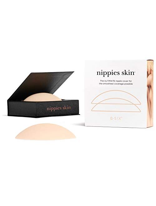 Nippies Skin ULTIMATE Bra Inserts NO Adhesive NippleCovers & Travel Case - Creme 2-PACK