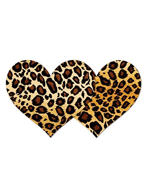 Nippies Style Velvet Animal Print Heart Waterproof Self Adhesive Nipple Cover Pasties