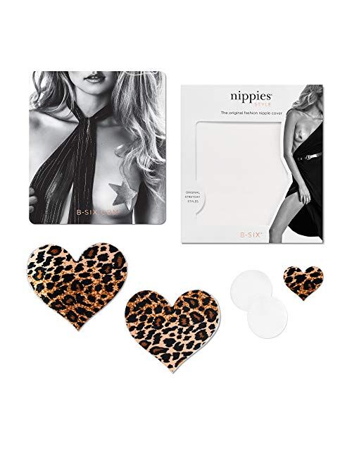 Nippies Style Velvet Animal Print Heart Waterproof Self Adhesive Nipple Cover Pasties