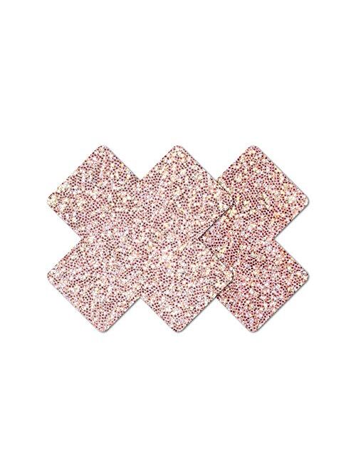 Nippies Style Rose Sparkle Cross Waterproof Self Adhesive Nipple Cover Pasties