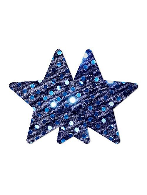 Nippies Style Navy Blue Sequins Star Waterproof Self Adhesive Nipple Cover Pasties