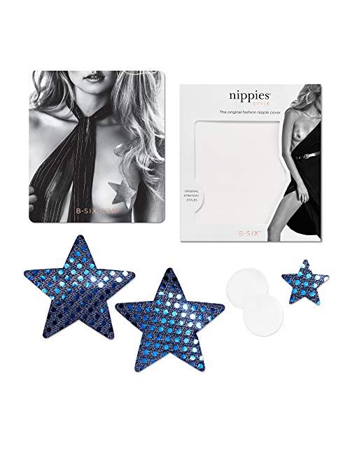 Nippies Style Navy Blue Sequins Star Waterproof Self Adhesive Nipple Cover Pasties