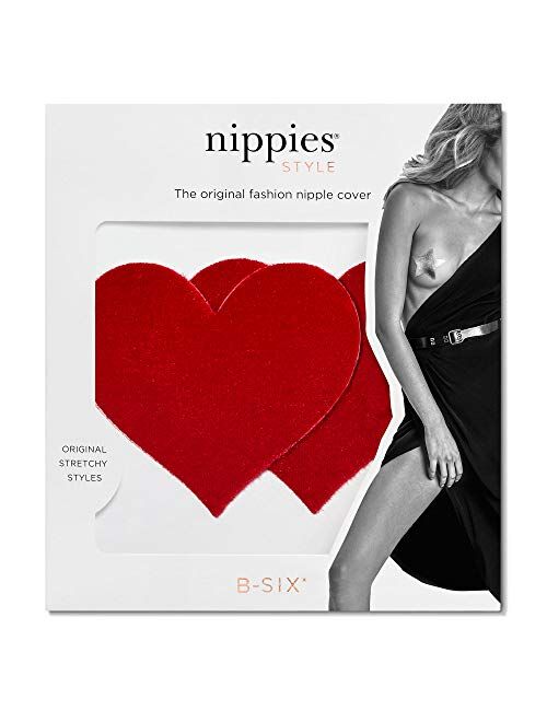 Nippies Style Red Velvet Heart Waterproof Self Adhesive Nipple Cover Pasties