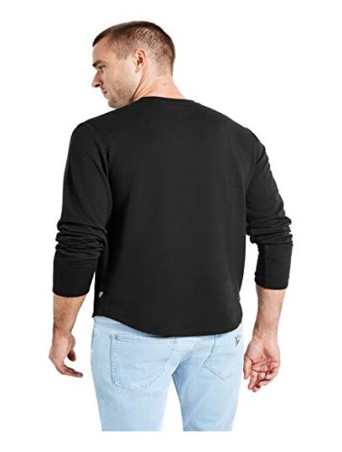 GUESS Men's Long Sleeve Linear Textured Jersey Crew