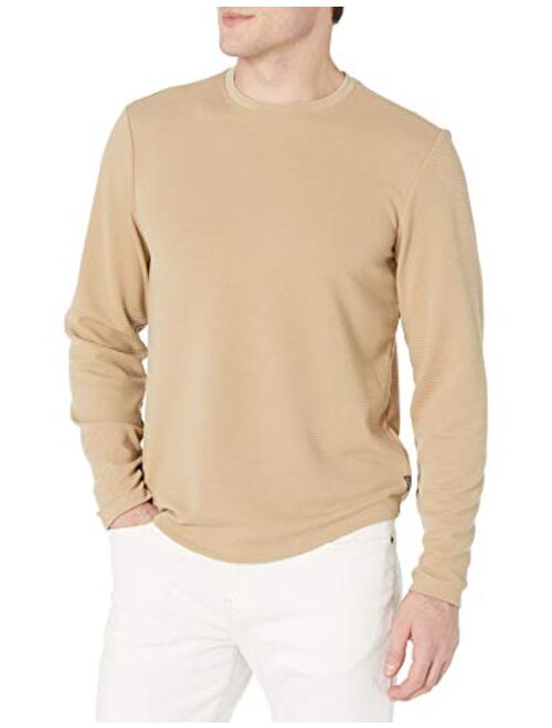 GUESS Men's Long Sleeve Linear Textured Jersey Crew