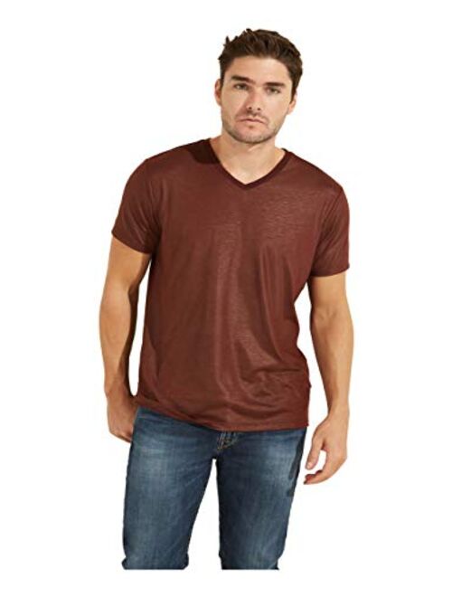 GUESS Men's Short Sleeve V-Neck Mason Yoke Tee