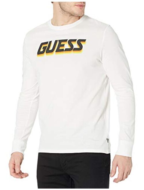 GUESS Men's Riso Long Sleeve Logo Tee