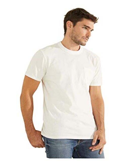 GUESS Men's Short Sleeve Crewneck Sueded Jersey Pocket Tee