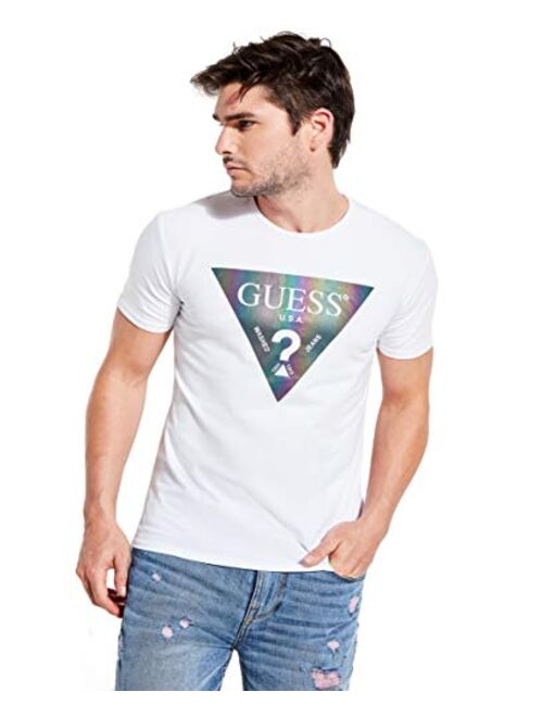 GUESS Men's Iridescent Triangle Logo Tee