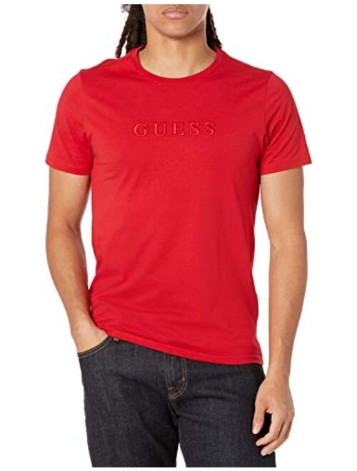 GUESS Men's Short Sleeve Pima Embroidered Logo Tee