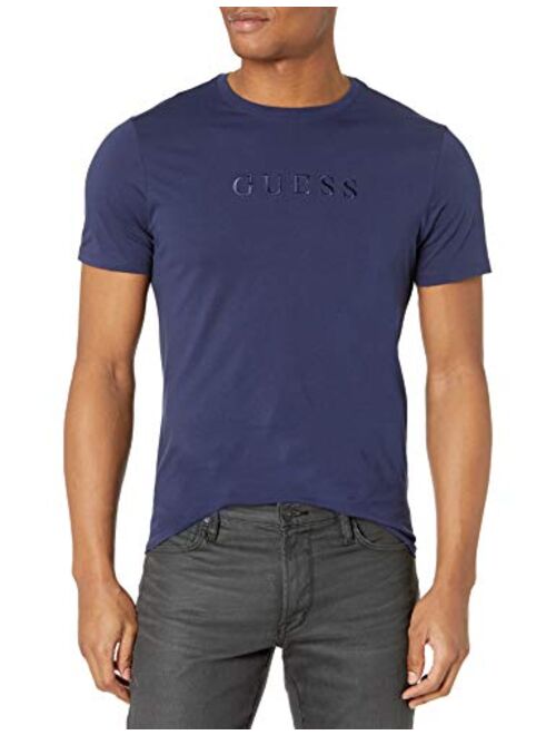 GUESS Men's Short Sleeve Pima Embroidered Logo Tee