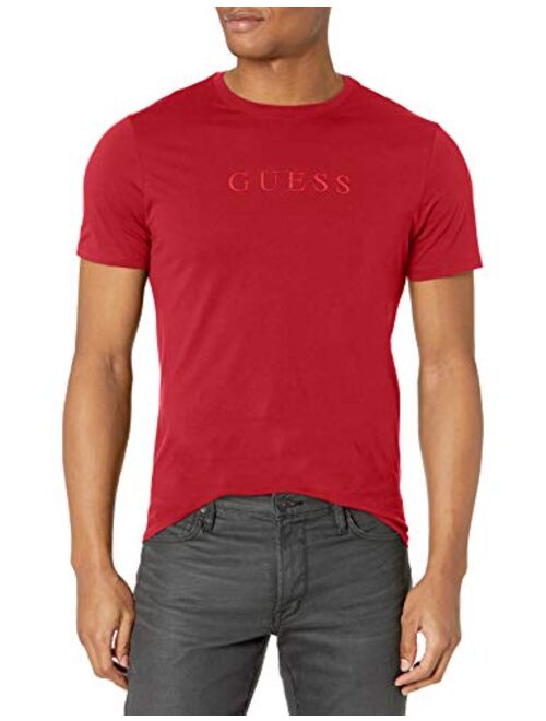 GUESS Men's Short Sleeve Pima Embroidered Logo Tee