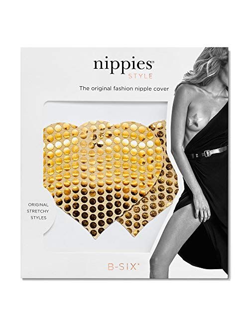 Nippies Style Gold Sequins Heart Waterproof Self Adhesive Nipple Cover Pasties