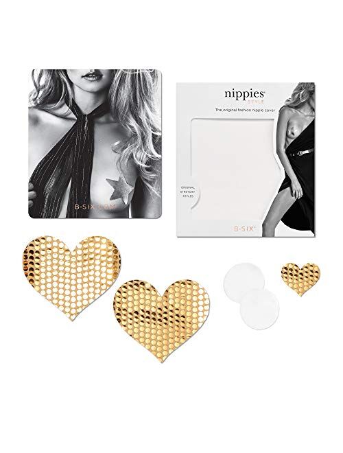 Nippies Style Gold Sequins Heart Waterproof Self Adhesive Nipple Cover Pasties