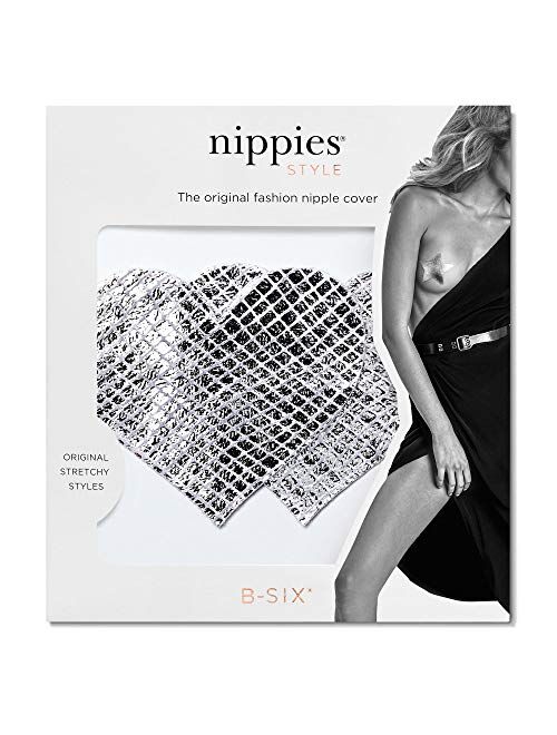 Nippies Style Silver Snake Heart Waterproof Self Adhesive Nipple Cover Pasties