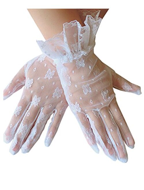 Abaowedding Women's Lace Floral Elegant Wedding Bride Evening Party Gloves