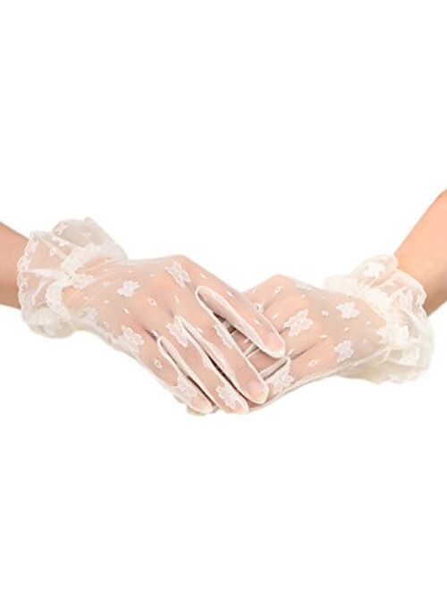 Abaowedding Women's Lace Floral Elegant Wedding Bride Evening Party Gloves