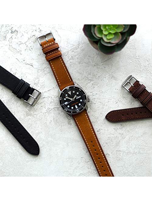 Benchmark Basics Quick Release Leather Watch Band - Premium Italian Full Grain Leather Watch Straps for Men and Women - Choice of Color and Width - 18mm, 20mm, 22mm