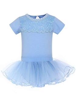 MdnMd Ballet Tutu Leotard Toddler Girls Ballerina Dance Outfit Dress Tutu with Tank V-Neck Ruched Front