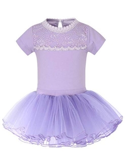 MdnMd Ballet Tutu Leotard Toddler Girls Ballerina Dance Outfit Dress Tutu with Tank V-Neck Ruched Front