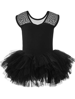 MdnMd Ballet Tutu Leotard Toddler Girls Ballerina Dance Outfit Dress Tutu with Tank V-Neck Ruched Front