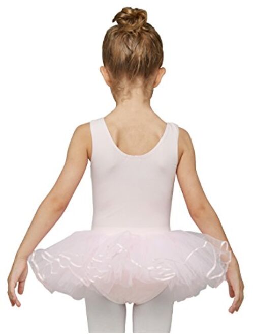 MdnMd Ballet Tutu Leotard Toddler Girls Ballerina Dance Outfit Dress Tutu with Tank V-Neck Ruched Front