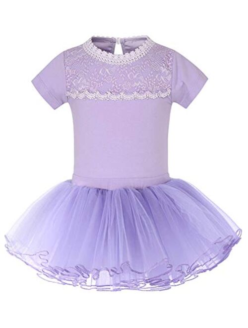 MdnMd Ballet Tutu Leotard Toddler Girls Ballerina Dance Outfit Dress Tutu with Tank V-Neck Ruched Front