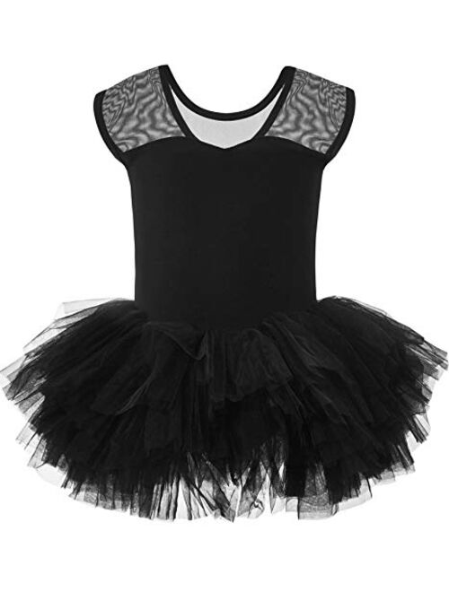 MdnMd Ballet Tutu Leotard Toddler Girls Ballerina Dance Outfit Dress Tutu with Tank V-Neck Ruched Front