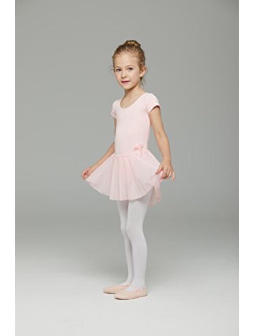 MdnMd Ballet Leotard for Toddler Girls Ballerina Dance Short Sleeve Tutu Skirted Ballet Outfit Dress