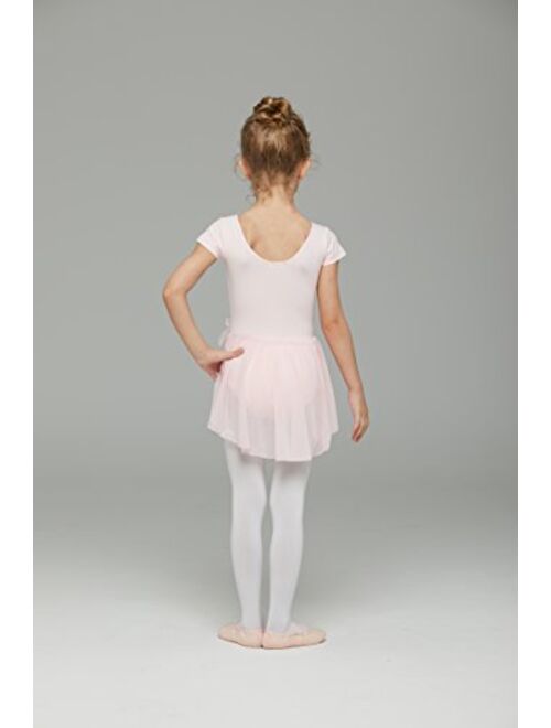 MdnMd Ballet Leotard for Toddler Girls Ballerina Dance Short Sleeve Tutu Skirted Ballet Outfit Dress