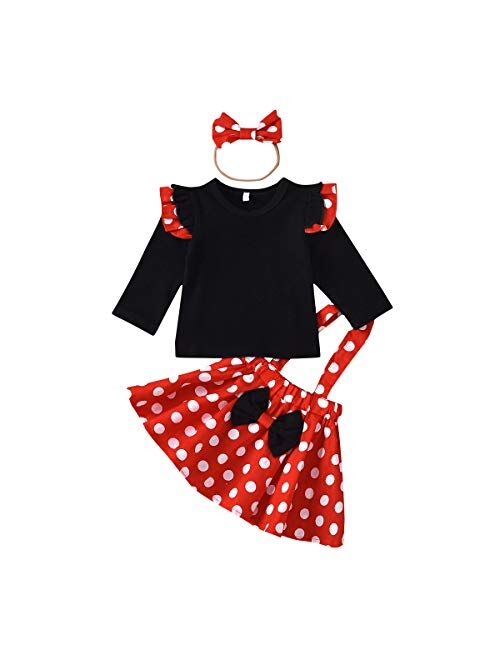 IBTOM CASTLE Polka Dots Tutu Costume for Baby Girl Princess 1st Birthday Party,Dress Up w/Overall Suspender Skirt,Headband