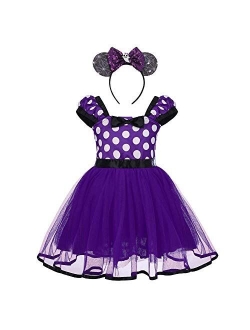 Girls' Polka Dots Princess Party Cosplay Pageant Fancy Costume Tutu Birthday Dress up Ears Headband