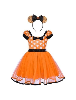 Girls' Polka Dots Princess Party Cosplay Pageant Fancy Costume Tutu Birthday Dress up Ears Headband