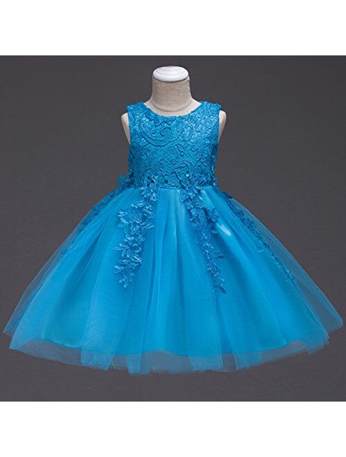 IBTOM CASTLE Flower Girls Dresses Princess Tulle Lace Up Wedding Bridesmaid Pageant Baptism Party Baby Birthday Tutus Gowns