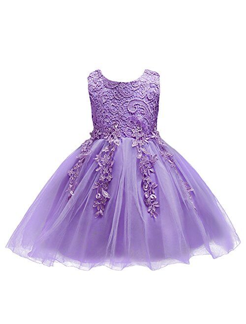 IBTOM CASTLE Flower Girls Dresses Princess Tulle Lace Up Wedding Bridesmaid Pageant Baptism Party Baby Birthday Tutus Gowns