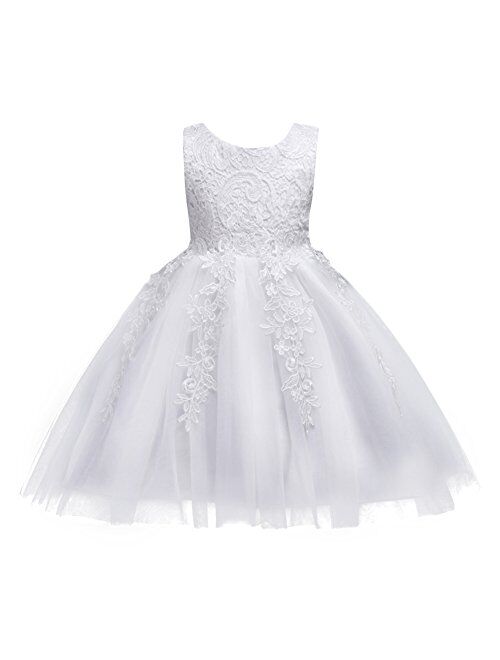 IBTOM CASTLE Flower Girls Dresses Princess Tulle Lace Up Wedding Bridesmaid Pageant Baptism Party Baby Birthday Tutus Gowns