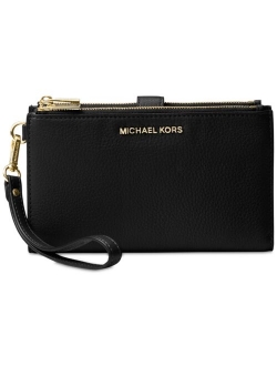 Adele Double-Zip Pebble Leather Phone Wristlet