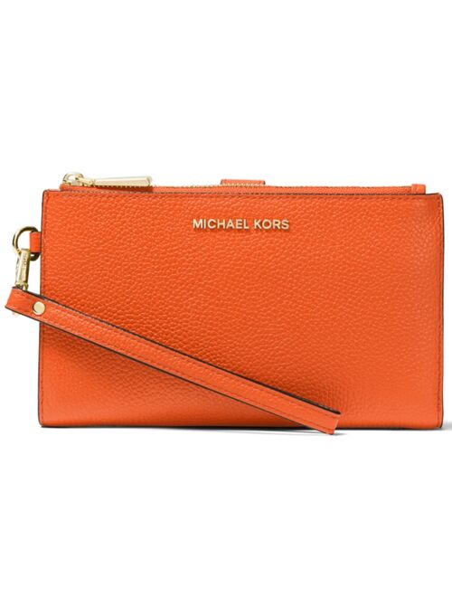 Michael Kors Adele Double-Zip Pebble Leather Phone Wristlet