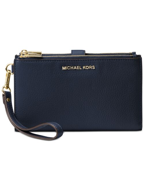 Michael Kors Adele Double-Zip Pebble Leather Phone Wristlet