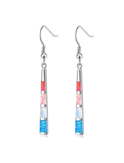 CiNily Dangle Earring-Opal Drop Earrings Silver Plated or Gold Plated Dangle Bar Earrings Opal Jewelry for Women Gems Earrings 2 1/8"