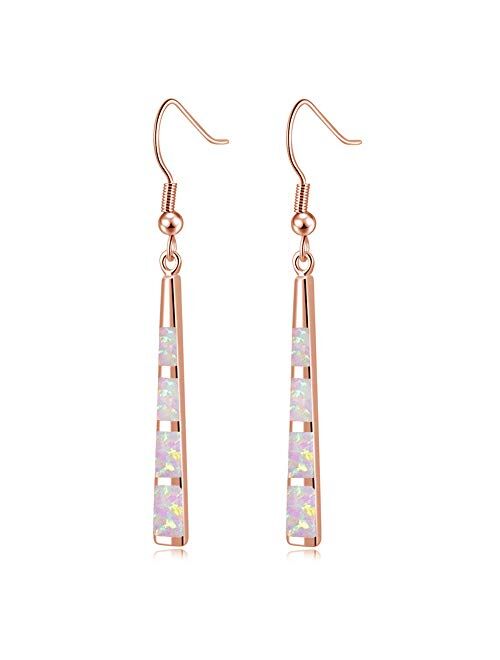 CiNily Dangle Earring-Opal Drop Earrings Silver Plated or Gold Plated Dangle Bar Earrings Opal Jewelry for Women Gems Earrings 2 1/8"