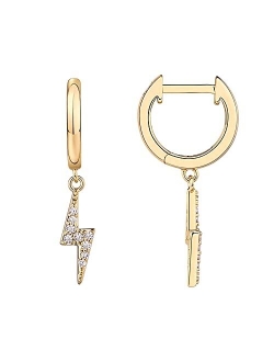 14K Gold Plated S925 Sterling Silver Post Drop/Dangle Huggie Earrings for Women | Dainty Earrings