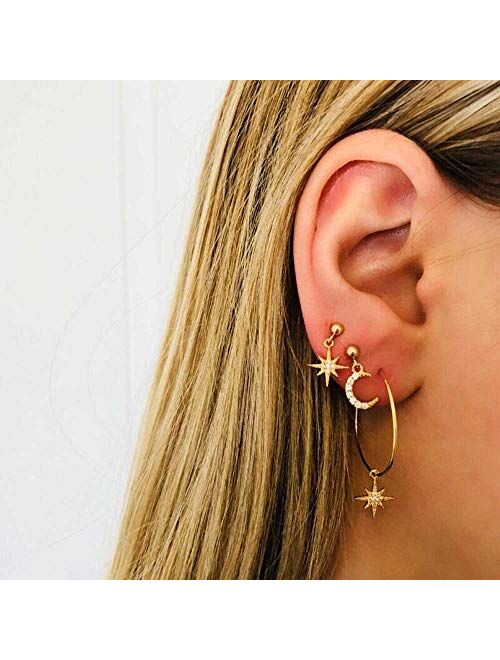 Jovono Boho Earrings Gold Moon Star Earrings for Women and Girls