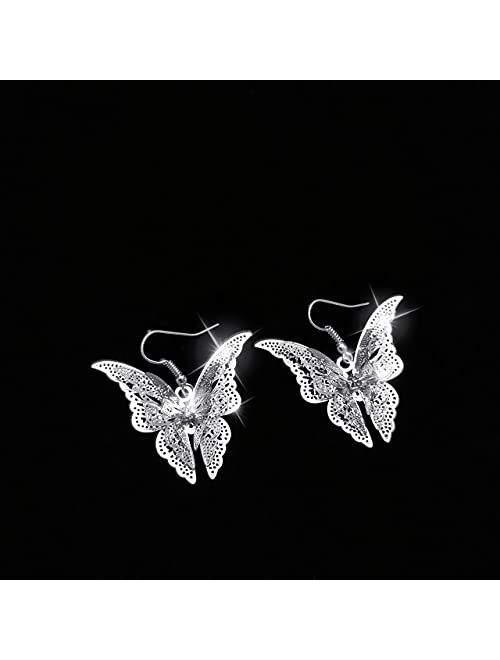 JESMING Silver Lovely Butterfly Pendant Necklace Jewelry for Women Girls Kids, Pendant Chain Necklace 20+2 inch Women Jewelry