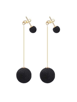 Flairs New York Faux Fur Pom Pom Tassel Drop Dangle Earrings Set