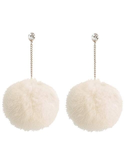 Flairs New York Faux Fur Pom Pom Tassel Drop Dangle Earrings Set